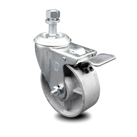 Service Caster 4 Inch Semi Steel Swivel 1/2 Inch Stem Caster with Total Lock Brake SCC-TSTTL20S414-SSS-121315